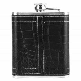 7oz Portable Stainless Steel Hip Flask Flagon Whiskey Wine Pot Leather Cover Bottle Travel Drinkware Wine Cup