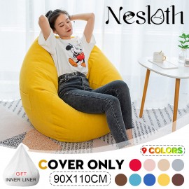 90x110cm Big Bean Bag Chair Covers with Pocket Linen Bean Bag Chair Cover for Adult Home Indoor Bean