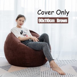 90x110cm Big Bean Bag Chair Covers with Pocket Linen Bean Bag Chair Cover for Adult Home Indoor Bean