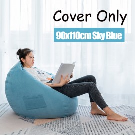 90x110cm Big Bean Bag Chair Covers with Pocket Linen Bean Bag Chair Cover for Adult Home Indoor Bean