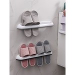 Bathroom Slippers Rack Wall-mounted Plastic Shoe Storage Rack Simple Rack Double Row Slippers Rack