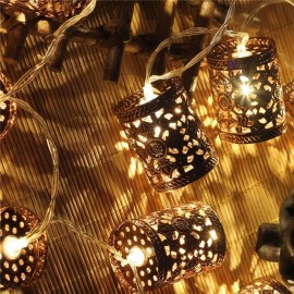 Battery Operated 1.1M LED Warm White Retro Round Lantern String Fairy Lights for Christmas Holiday