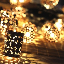 Battery Operated 1.1M LED Warm White Retro Round Lantern String Fairy Lights for Christmas Holiday