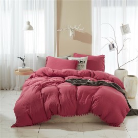 Bedding Pom Pom Duvet Cover Set Ball Fringe Home Textile Solid Color Bedding Sets Soft Microfiber Comforter Cover