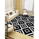 Black And White Geometric Pattern Floor Mats Flannel Water Absorption Antiskid Floor Mat Bath Room Door Mat