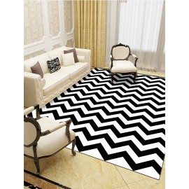 Black And White Geometric Pattern Floor Mats Flannel Water Absorption Antiskid Floor Mat Bath Room Door Mat