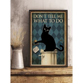 Black Cat And Geometric Pattern Canvas Painting Unframed Wall Art Canvas Living Room Home Decor