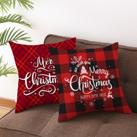 Black and Red British Style Christmas Series Winter Throw Pillow Case Home Sofa Christmas Decor