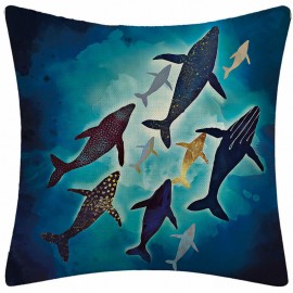 Blue Whale Printed Cushion Cover Home Sofa Throw Pillowcases Home Decor