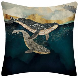 Blue Whale Printed Cushion Cover Home Sofa Throw Pillowcases Home Decor