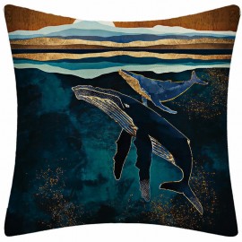 Blue Whale Printed Cushion Cover Home Sofa Throw Pillowcases Home Decor