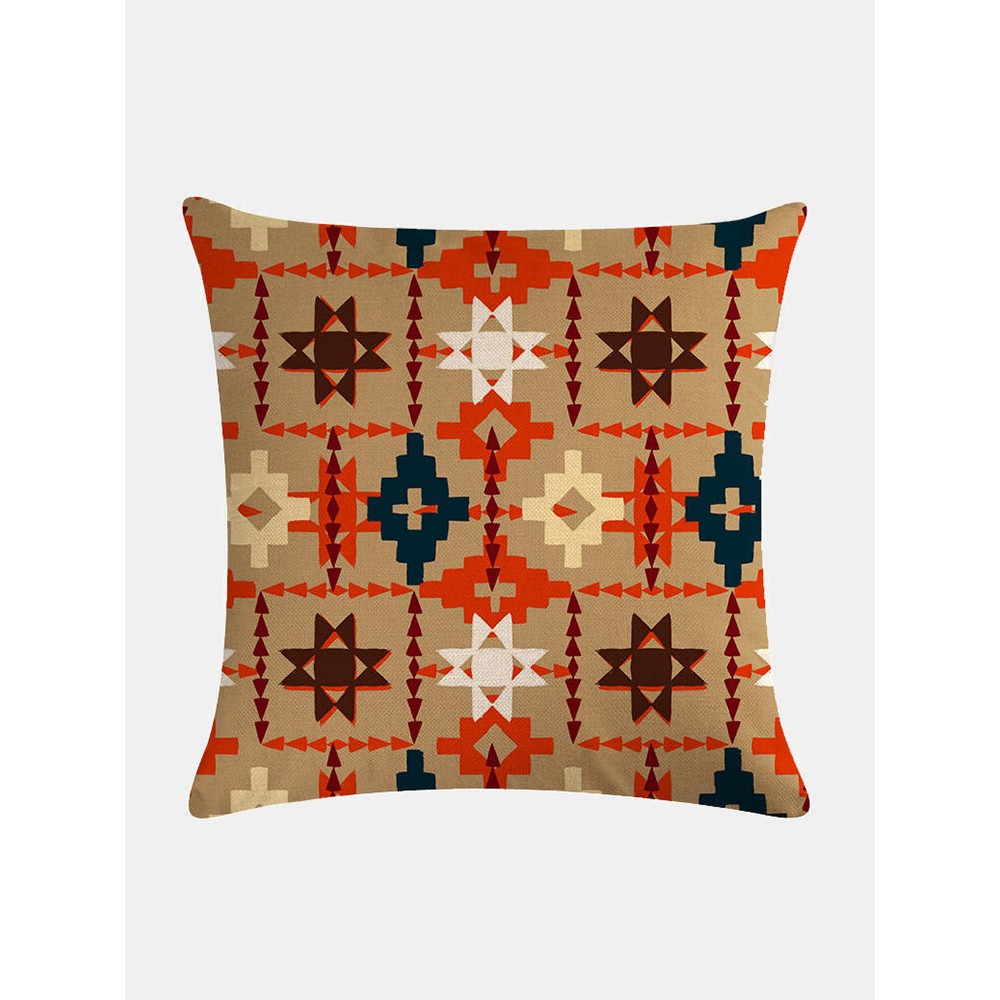 Bohemian Plaid Geometric Pattern Linen Cushion Cover Home Sofa Art Decor Throw Pillowcase