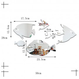 Bubble Fish Wall Sticker Ocean Fish Mirror Sticker Self Adhesive Acrylic Mirror Wall Sticker Suitable for Children’s Room Kindergarten