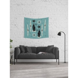 Cartoon Black Cat Pattern Tapestry Art Home Decoration Living Room Bedroom Decoration