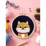 Cartoon Dog DIY Pattern Russian Poking Embroidery Kit Material Package Punch Needle Hoops Cloth