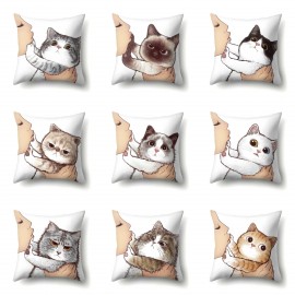 Cat Geometric Creative Single-sided Polyester Pillowcase Sofa Pillowcase Home Cushion Cover Living Room Bedroom Pillowcase