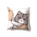 Cat Geometric Creative Single-sided Polyester Pillowcase Sofa Pillowcase Home Cushion Cover Living Room Bedroom Pillowcase