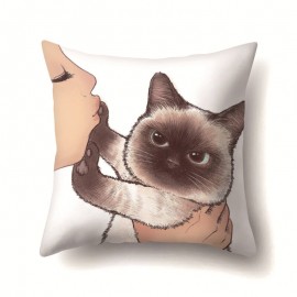 Cat Geometric Creative Single-sided Polyester Pillowcase Sofa Pillowcase Home Cushion Cover Living Room Bedroom Pillowcase