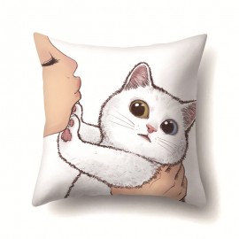 Cat Geometric Creative Single-sided Polyester Pillowcase Sofa Pillowcase Home Cushion Cover Living Room Bedroom Pillowcase