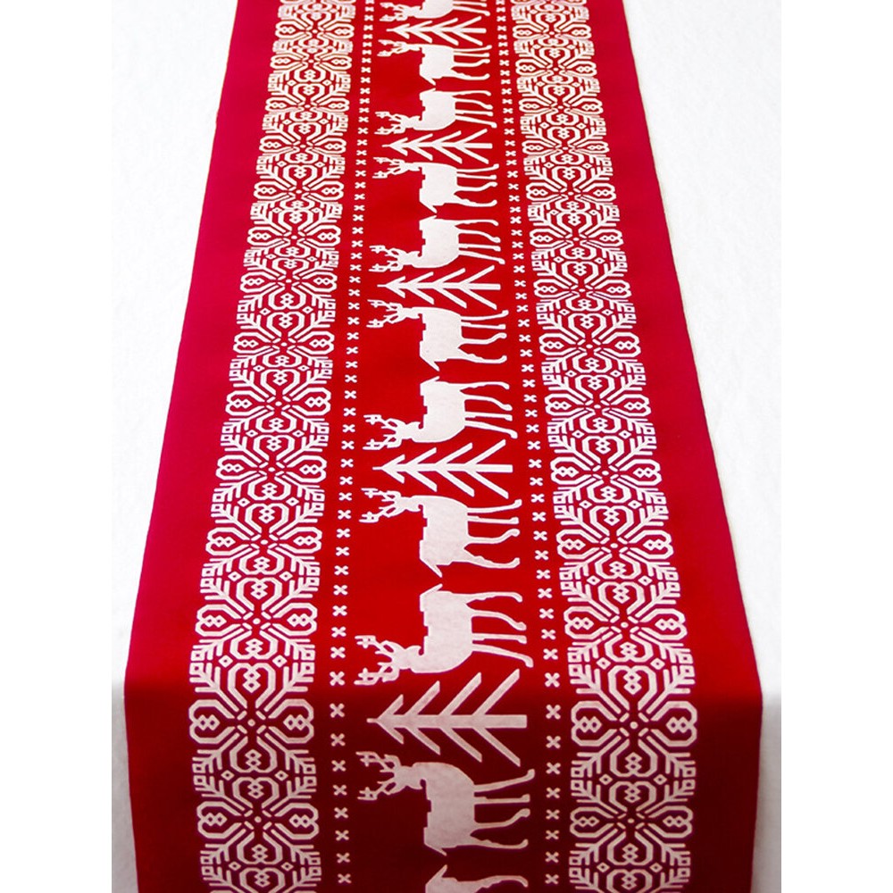 Christmas Linen Tablecloth Christmas Flag Home Party Decorative Elk Tapestry Red Table Runners Cover