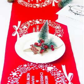 Christmas Linen Tablecloth Christmas Flag Home Party Decorative Elk Tapestry Red Table Runners Cover