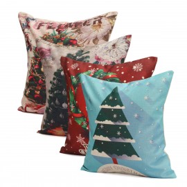 Christmas Tree Snowmen Gift Fashion Cotton Linen Pillow Case Santa Claus Home Decor