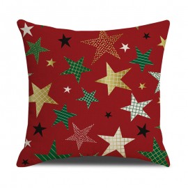 Classical Stripe Star Christmas Trees Linen Throw Pillow Case Home Sofa Cushion Cover Christmas Dec