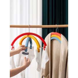 Clothes Rack Creative Rainbow Rotating Racks Multifunctional Three-layer Bed Sheet Drying Rack Clothes Hanger With Pants Clip