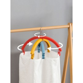 Clothes Rack Creative Rainbow Rotating Racks Multifunctional Three-layer Bed Sheet Drying Rack Clothes Hanger With Pants Clip