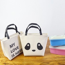 Cotton Linen Thick Aluminum Foil Portable Insulation Storage Bag Lunch Bag Deer Bear Rabbit Pattern