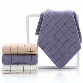 Cotton Thick Luxury Solid Plaid Cotton Towel Hotel Couple Face Towel Solid SPA Bathroom Towel