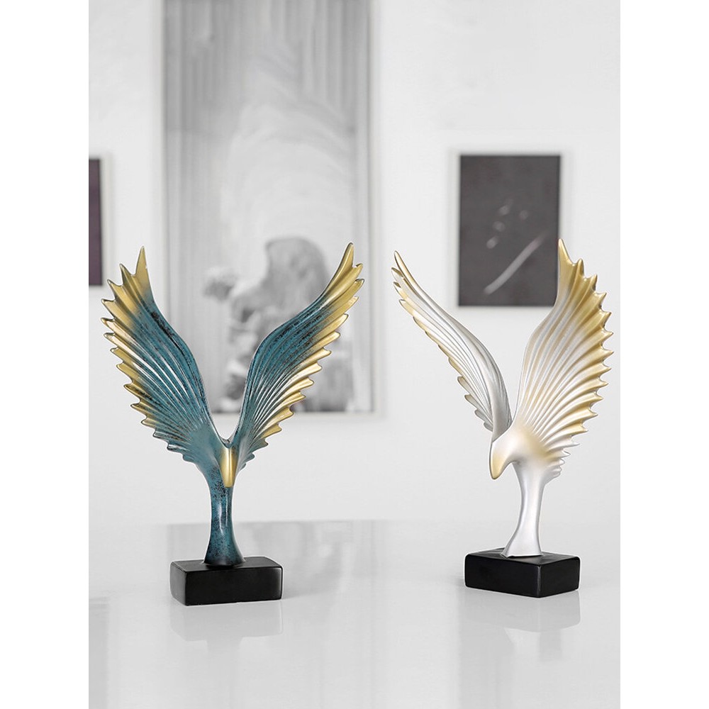 Creative Beautiful Wings Desk Ornament Resin Novelty Blue White Home Decoration Craft Idea Gift