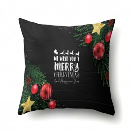 Creative Classical Merry Christmas Printed Throw Pillow Case Home Sofa Cushion Cover Christmas Gift