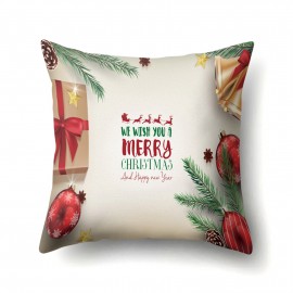 Creative Classical Merry Christmas Printed Throw Pillow Case Home Sofa Cushion Cover Christmas Gift