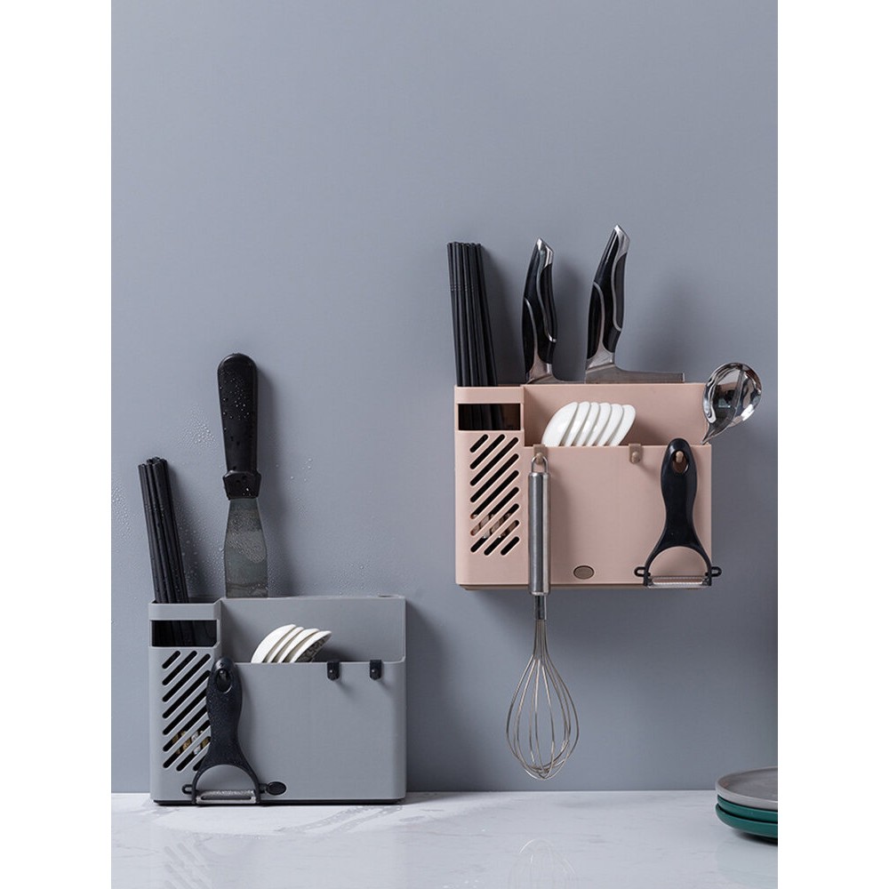 Creative Multifunction Kitchen Storage Organization Drain Chopstick Cage Wall Mounted Spoon Fork Racks Holder