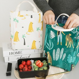 Creative Portable Japanese-style Large Insulation Bag Nordic Style Lunch Bag Animal Plant Pattern