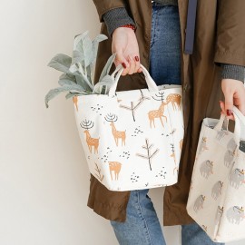 Creative Portable Japanese-style Large Insulation Bag Nordic Style Lunch Bag Animal Plant Pattern