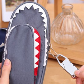 Creative Shark Large Capacity Canvas School Pencil Case With Code Lock Cosmetic Bag