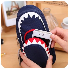 Creative Shark Large Capacity Canvas School Pencil Case With Code Lock Cosmetic Bag