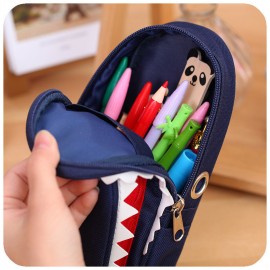 Creative Shark Large Capacity Canvas School Pencil Case With Code Lock Cosmetic Bag