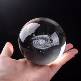 Crystal Galaxy Ball with Wooden Base Photography Prop Decorative Home Desk Craft