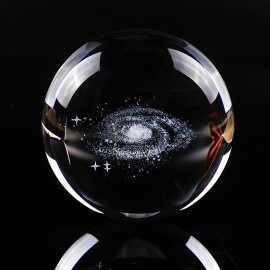 Crystal Galaxy Ball with Wooden Base Photography Prop Decorative Home Desk Craft