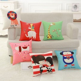 Cute Animal Pattern Cushion Cover Squre Sofa Bed Pillowcase Car Home Deco Cushion