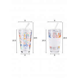 Cute Graffiti Glass Thickened Heat-Resistant Large-Capacity Breakfast Scale Cup