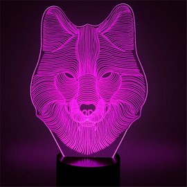 DecBest 3D Wolf Night Light 7 Color Change LED Desk Table Lamp Toy Gift Bedroom Home Decor