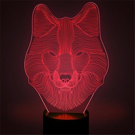 DecBest 3D Wolf Night Light 7 Color Change LED Desk Table Lamp Toy Gift Bedroom Home Decor