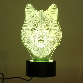 DecBest 3D Wolf Night Light 7 Color Change LED Desk Table Lamp Toy Gift Bedroom Home Decor