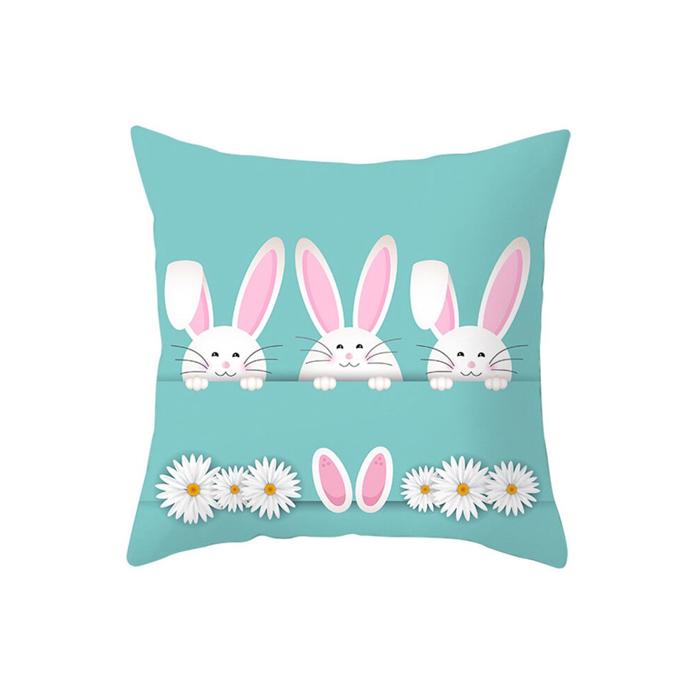 Easter Pillowcase Rabbit Egg Print Cushion Cover