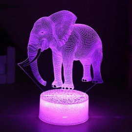 Elephant Model Remote Control Touch Switch 3D Acrylic LED Lamp 7/16 Colors Colorful Light Gift