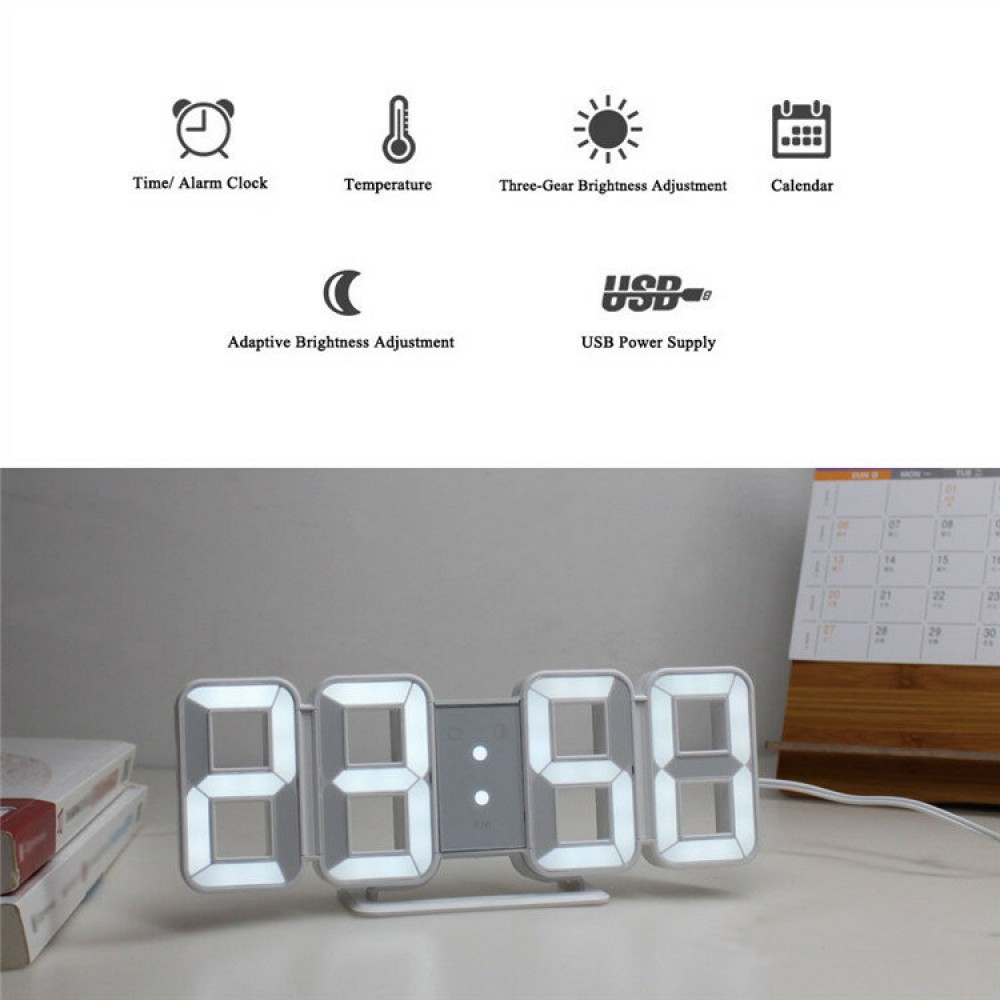 FanJu FJ3208 LED Digital 3D 8-Shape Clock Creative Table Alarm Clock ...